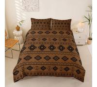 Homewish Housse de Couette Aztèques Du Sud-Ouest,Parure de Lit Enfant 140x200 Boho Occidental,Sets de Housses de Couettes Tween Garçons Filles Navajo,Couvre Lit Modèle Tribal Géométrique Ethnique Brun