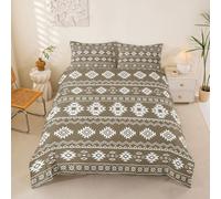 Homewish Housse de Couette Aztèques du Sud-Ouest, Parure de Lit Enfant 140x200 Boho Occidental, Sets de Housses de Couettes Navajo, Couvre Lit Modèle Tribal Géométrique Ethnique Brun