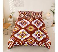 Homewish Housse de Couette Enfant 140x200 Boho Aztèque,Parure de Lit Occidental,Sets de Housses de Couettes Flèche Tribale Ethnique Exotique Géométrique Garçons Filles Diamant Triangle Sud-Ouest