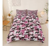Homewish Housse de Couette Enfant 200x200 Camo Rose,Parure de Lit Cerf Rose Brun Vintage,Sets de Housses de Couettes Chasse de L'Armée,Couvre Lit Animaux Sauvages Rustiques