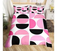 Homewish Housse de Couette Enfant 220x240 Rose, Parure de Lit Mi-Siècle, Sets de Housses de Couettes Géométrique Abstraite Moderne, Couvre Lit Garçons Filles Art Boho Rétro