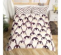 Homewish Housse de Couette Enfant 240 x 260 Penguins Kawaii,Parure de Lit Aquarelle Animaux Arctiques,Couvre Lit Anniversaire des Amants de Pingouins Garçons Filles Style de Dessin Animé Mignon