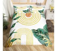 Homewish Housse de Couette Enfant Boho Vert Moderne,Parure de Lit 200x200 Minimaliste du Milieu du Siècle,Sets de Housses de Couettes Art Esthétique Simple Enfants Garçons Filles Minimalisme Plante