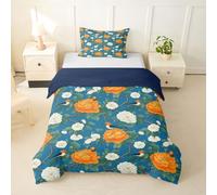 Homewish Housse de Couette Floraisons de Fleurs Mignonnes Parure de Lit 140x200 Enfant Floral Coloré Sets de Housses de Couettes Floral Rose Vintage Couvre Lit Oiseaux Faune Botanique