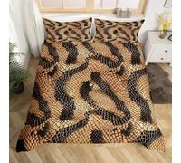 Homewish Housse de Couette Peau de Serpent,Parure de Lit Enfant 140x200 Peau de Serpent Brun Noir,Sets de Housses de Couettes Garçons S-Shaped Tropical Wildlife,Couvre Lit Petit Dragon Reptile