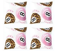 Homewish Lot 2 Housse 45x45 Funky Y2K Lucky 8 Balle Guépard Rose Filles