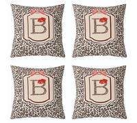 Homewish Lot de 2 Decorative Housse de Coussin 40x40 Imprimé Léopard | Taie d'oreiller Vintage Rouge Nœud Et Lèvres Housse d'oreiller Léopard Imprimer Lettre B -