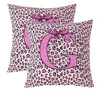 Homewish Lot de 2 Decorative Housse de Coussin 40x40 Lettre G Léopard