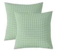 Homewish Lot de 2 Decorative Housse de Coussin 40x40 Plaid | Taie d'oreiller Vert Blanc Housse d'oreiller Damier Classique -