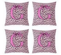 Homewish Lot de 2 Decorative Housse de Coussin 45x45 Lettre G Léopard