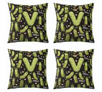 Homewish Lot de 2 Decorative Housse de Coussin 50x50 Concombre | Housse d'oreiller Pickle Lettre Initiauxe V Taie Oreiller Kawaii Cornichons -