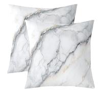 Homewish Lot de 2 Dégradé de Marbre Housse de Coussin 40x40,Motif de Marbre Réversible Housse d'oreiller,Dark Splice Imprimer Enfants Garçon Taie d'oreiller,Blanc Or la Pierre Coussin Décoratifs