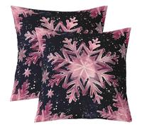 Homewish Lot de 2 Glace 40x40 Housse de Coussin,Neige Taie d'oreiller,3D Flocon de Neige Romantique Hiver Noël Illustration Monde de Glace Housse Coussin,Festival Polka Dot Coussin Décoratifs