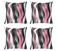 Homewish Lot de 2 Housse Coussin Canape 45x45 Rose Blanc Gris