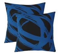 Homewish Lot de 2 Housse de Coussin 40x40 Abstract Bleu Noir,Taie d'oreiller Femmes Hommes À Rayures Géométriques,Taie Oreiller Minimalistes Graffiti Lignes Esthétiques Art Contemporain Boho Moderne