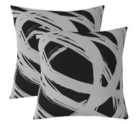 Homewish Lot de 2 Housse de Coussin 40x40 Abstract Gris Noir,Taie d'oreiller Femmes Hommes À Rayures Géométriques,Taie Oreiller Minimalistes Graffiti Lignes Esthétiques Art Contemporain Boho Moderne