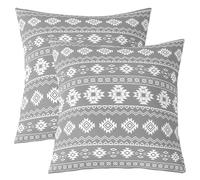 Homewish Lot de 2 Housse de Coussin 40x40 Aztèques du Sud-Ouest,Taie d'oreiller Boho Occidental,Housse d'oreiller Teenage Garçons Navajo,Taie Oreiller Modèle Tribal Géométrique Ethnique Grise