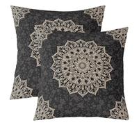 Homewish Lot de 2 Housse de Coussin 40x40 Boho Floral,Taie d'oreiller Géométrique,Housse d'oreiller Enfants Adolescents Hippie Mandala,Taie Oreiller Art Deco Medallion