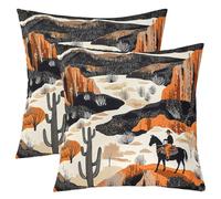 Homewish Lot de 2 Housse de Coussin 40x40 Cowboy, Taie d'oreiller Cactus, Housse d'oreiller Aztec Desert Exotic Ethnic Western, Taie Oreiller Garçons Hommes Enfants