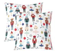 Homewish Lot de 2 Housse de Coussin 40x40 Craquenoix de Noël, Taie d'oreiller Princesse de Ballet Mignonne, Housse d'oreiller Gardien Royal de Dessins Animés, Taie Oreiller Souris du Prince Soldat