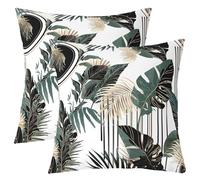 Homewish Lot de 2 Housse de Coussin 40x40 Impression Botanique Boho Abstraite Moderne,Taie d'oreiller Feuille de Palmier Tropical Vert Foncé Bohémie du Milieu du Siècle Encre Cravate Colorant
