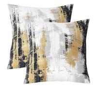 Homewish Lot de 2 Housse de Coussin 40x40 Jaune Noir Abstract,Taie d'oreiller Modern Art,Housse d'oreiller Adults Adolescents Femmes Géométrique Painting,Taie Oreiller Minimalists Fashion