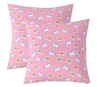 Homewish Lot de 2 Housse de Coussin 40x40 Unicorn,Taie d'oreiller Mignon Arc-en-Ciel,Housse d'oreiller Enfants Adolescents Heart Motif,Taie Oreiller Galaxy Stars Fantasy