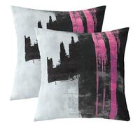 Homewish Lot de 2 Housse de Coussin 45x45 Abstract Art,Taie d'oreiller Noir Rose Striped,Housse d'oreiller Adults Adolescents Femmes Modern Painting,Taie Oreiller Géométrique Fashion