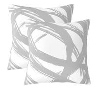 Homewish Lot de 2 Housse de Coussin 45x45 Abstract Gris Blanc,Taie d'oreiller Femmes Hommes À Rayures Géométriques,Taie Oreiller Minimalistes Graffiti Lignes Esthétiques Art Contemporain Boho Moderne