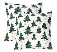 Homewish Lot de 2 Housse de Coussin 45x45 Arbre de Noël,Taie d'oreiller Wild Woodland Noël,Housse d'oreiller Décoration Rustique de Pays Enfants Garçons Filles Adultes Hiver Flocon de Neige