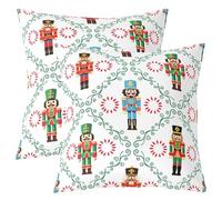 Homewish Lot de 2 Housse de Coussin 45x45 Craquenoix de Noël, Taie d'oreiller Soldat Mignon, Housse d'oreiller Gardien Royal de Dessins Animés, Taie Oreiller Décor de Noël
