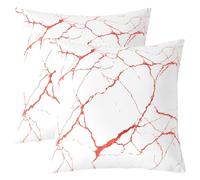 Homewish Lot de 2 Housse de Coussin 45x45 Modèle de Pierre,Taie d'oreiller Simplicité,Housse d'oreiller Hommes Femmes Peinture À Encre Abstrait Marbre Fissure Aquarelle Moderne Rouge Texture