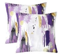Homewish Lot de 2 Housse de Coussin 45x45 Modern Art,Taie d'oreiller Abstract Violet Gold,Housse d'oreiller Adults Adolescents Femmes Minimalists Fashion,Taie Oreiller Géométrique Painting