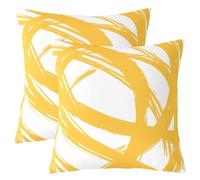 Homewish Lot de 2 Housse de Coussin 50x50 Abstract Jaune Blanc,Taie d'oreiller Femmes Hommes À Rayures Géométriques,Taie Oreiller Minimalistes Graffiti Lignes Esthétiques Art Contemporain Boho Moderne
