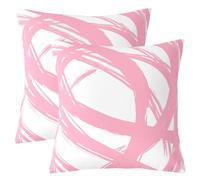 Homewish Lot de 2 Housse de Coussin 50x50 Abstract Rose Blanc,Taie d'oreiller Femmes Hommes À Rayures Géométriques,Taie Oreiller Minimalistes Graffiti Lignes Esthétiques Art Contemporain Boho Moderne