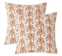Homewish Lot de 2 Housse de Coussin 50x50 Capybara Cartoon Marron Jaune,Taie d'oreiller Animaux Rongeurs Mignons,Housse d'oreiller Kawaii,Taie Oreiller Amants de Capybara