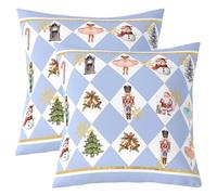 Homewish Lot de 2 Housse de Coussin 50x50 Décor de Casse-Noix, Taie d'oreiller Fille Princesse Africaine, Housse d'oreiller Père Noël, Taie Oreiller Bonhomme de Neige Arbre de Noël