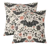 Homewish Lot de 2 Housse de Coussin 50x50 Décoration d'halloween de Chauves-Souris,Taie d'oreiller Gothique,Housse d'oreiller Boho Vintage Floral Décor Victorien Silhouette Gothique Ombres Sombres