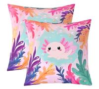 Homewish Lot de 2 Housse de Coussin 50x50 Enfants Kawaii Axolotl,Taie d'oreiller Axolotl Rose,Housse d'oreiller Salamandre Mignonne,Taie Oreiller Vide sous-Marine