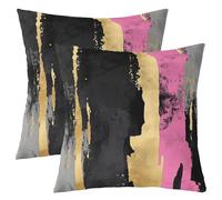 Homewish Lot de 2 Housse de Coussin 50x50 Noir Rose Gold,Taie d'oreiller Modern Striped,Housse d'oreiller Adults Adolescents Femmes Minimalists Fashion Art,Taie Oreiller Géométrique Lines