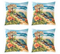 Homewish Lot de 2 Housse de Coussin 50x50 Tortue de Mers