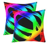 Homewish Lot de 2 Housse de Coussin 55x55 Abstract Coloré Noir,Taie d'oreiller Femmes Hommes À Rayures Géométriques,Taie Oreiller Minimalistes Graffiti Lignes Esthétiques Art Contemporain Boho Moderne