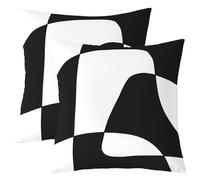 Homewish Lot de 2 Housse de Coussin 55x55 Abstract Noir et Blanc,Taie d'oreiller Femmes Hommes Boho Géométrique Rayé,Housse d'oreiller Simple Esthétique Moderne,Taie Oreiller Art Moderne