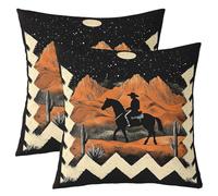 Homewish Lot de 2 Housse de Coussin 55x55 Aztèque, Taie d'oreiller Cowboy, Housse d'oreiller Desert Exotic Ethnic Boho Western Moon Cactus, Taie Oreiller Enfants Garçons Hommes