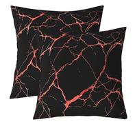 Homewish Lot de 2 Housse de Coussin 55x55 Modèle de Pierre,Taie d'oreiller Abstrait,Housse d'oreiller Hommes Femmes Peinture À Encre de Marbre de Simplicité Aquarelle Rouge Texture Moderne
