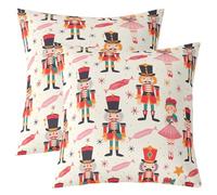 Homewish Lot de 2 Housse de Coussin 55x55 Noël, Taie d'oreiller Cache-Noix Rose, Housse d'oreiller Filles de Ballet, Taie Oreiller Prince Fée Fête