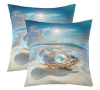 Homewish Lot de 2 Housse de Coussin 55x55 Pearl Coquillage