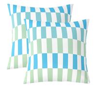 Homewish Lot de 2 Housse de Coussin 55x55 Teal Abstract,Taie d'oreiller Géométrique Moderne,Housse d'oreiller Plaid Patchwork,Taie Oreiller Enfants Garçons Filles Adultes Art Minimaliste