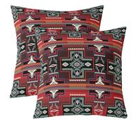 Homewish Lot de 2 Housse de Coussin 60x60 Aztèques du Sud-Ouest,Taie d'oreiller Rustique Occidentale,Housse d'oreiller Diamant Géométrique Mexicain Ethnique,Taie Oreiller Enfants Garçons Filles Ferme