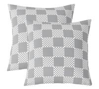 Homewish Lot de 2 Housse de Coussin 60x60 Gris À Échecs, Taie d'oreiller Gingham Buffalo Plaid, Housse d'oreiller Grilles Géométriques, Taie Oreiller Géométrie Moderne